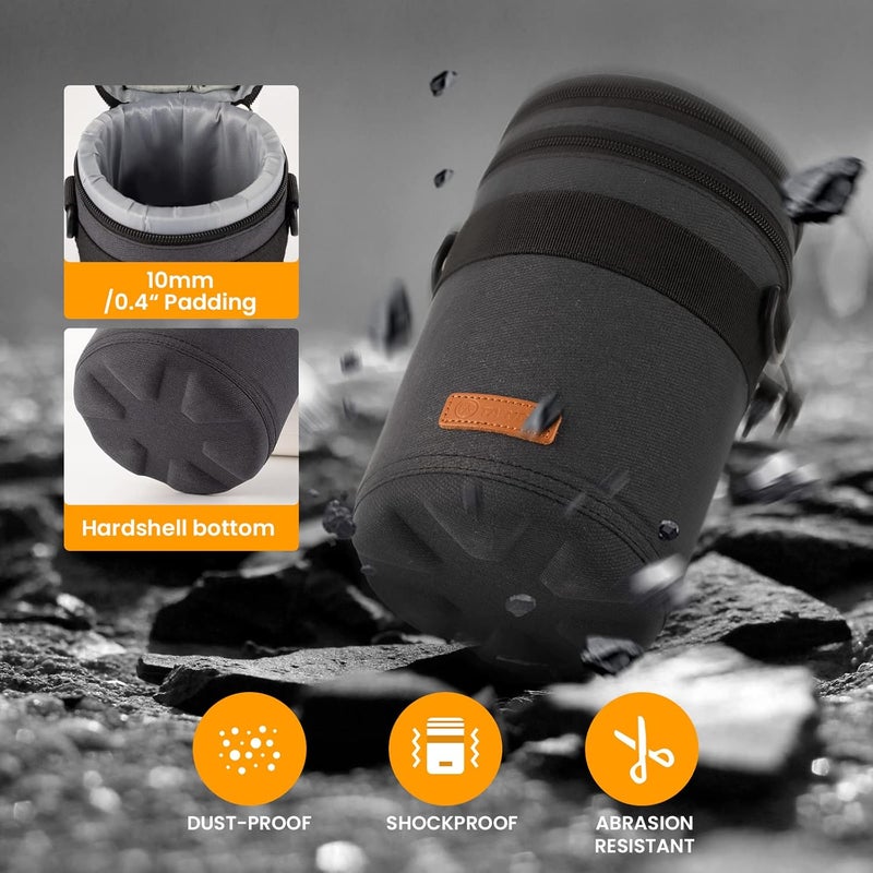 TARION Camera Lens Case Holder - Fits Lenses up to 6.9 Inch Height - Shockproof Pouch with Shoulder Strap - Water Repellent Nylon Bag - HLB-XL - Image 2